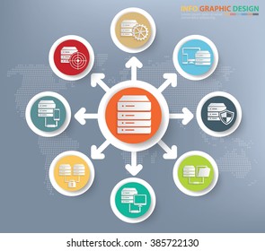 Database,server,big data concept info graphics design,clean vector
