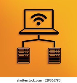 Database,wireless on yellow background,clean vector