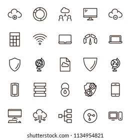 Databse icon set. Collection of high quality outline server pictograms in modern flat style. Black information symbol for web design and mobile app on white background. Data line logo.