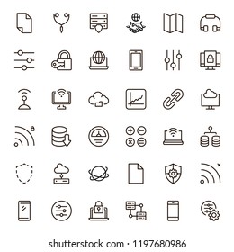 Databse icon set. Collection of high quality outline server pictograms in modern flat style. Black information symbol for web design and mobile app on white background. Data line logo.