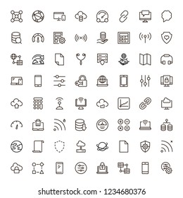 Databse icon set. Collection of high quality outline server pictograms in modern flat style. Black information symbol for web design and mobile app on white background. Data line logo.