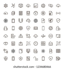 Databse icon set. Collection of high quality outline server pictograms in modern flat style. Black information symbol for web design and mobile app on white background. Data line logo.