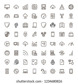 Databse icon set. Collection of high quality outline server pictograms in modern flat style. Black information symbol for web design and mobile app on white background. Data line logo.