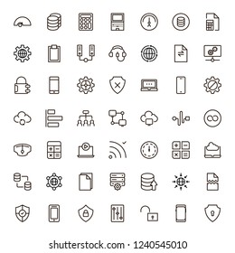 Databse icon set. Collection of high quality outline server pictograms in modern flat style. Black information symbol for web design and mobile app on white background. Data line logo.