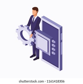 Datacenter and businessman