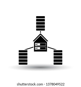 Datacenter Icon. Black on White Background With Shadow. Vector Illustration.