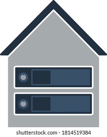 Datacenter Icon. Flat Color Design. Vector Illustration.