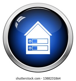 Datacenter Icon. Glossy Button Design. Vector Illustration.
