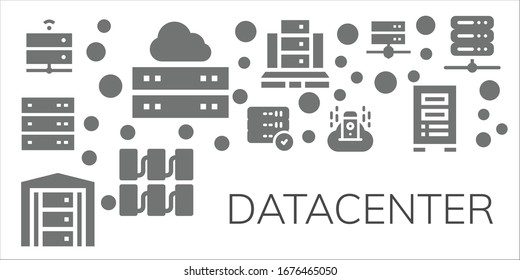 conjunto de iconos del centro de datos. 11 iconos rellenos del centro de datos.  Iconos modernos sencillos, como: Servidor