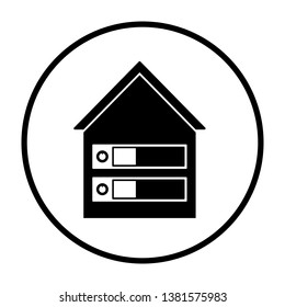 Datacenter Icon. Thin Circle Stencil Design. Vector Illustration.