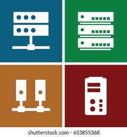 Datacenter icons set. set of 4 datacenter filled icons such as