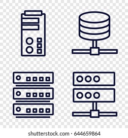 Datacenter icons set. set of 4 datacenter outline icons such as