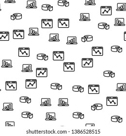 Datacenter Laptop Diagram Graphic Seamless Pattern. Hosting Workstation Administrator Center. Computer With Internet Ethernet Technology. Server Room Infrastructure Flat Vector Illustration