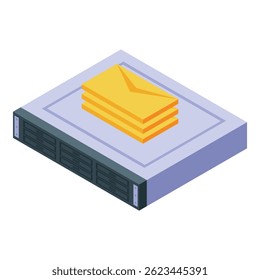 Datacenter server processing email marketing campaign, sending newsletter and online communication