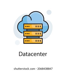 ilustración de diseño de iconos del contorno del vector del centro de datos. Símbolo de análisis web sobre archivo EPS 10 de fondo blanco