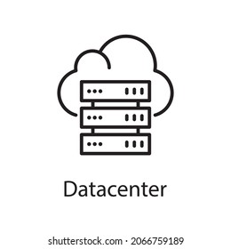 ilustración de diseño de iconos de esquema vectorial del centro de datos. Símbolo de análisis web sobre archivo EPS 10 de fondo blanco