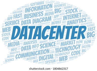 Datacenter vector word cloud, made with text only.