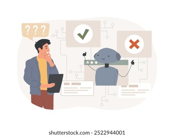 Asistencia de decisiones basada en datos por Ilustración vectorial de conceptos abstractos de IA. Análisis de datos. Recomendaciones basadas en datos de Generar, que ayudan a los responsables de la toma de decisiones. AI Tecnología. metáfora abstracta.