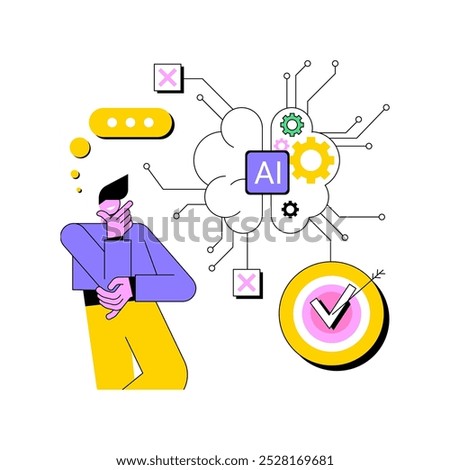 Data-Driven Decision Support by AI abstract concept vector illustration. Data Analysis. Generate data-driven recommendations, assisting decision-makers. AI Technology. abstract metaphor.