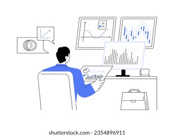 Data-driven investment strategy abstract concept vector illustration. Statistics analyst deals with data driven money investment strategy, mathematics science, getting income abstract metaphor.