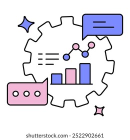 Icono de petición de datos. Representación de Instrucciones de datos de IA. Procesamiento de datos de aprendizaje automático. Solicitudes Basadas En Datos. Utilización de datos del sistema. Vector Icono editable.