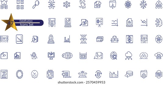 Datafication icon collection set. Containing information, analysis, data collection, processing, digitalization, and quantification icon