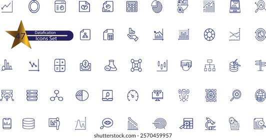 Datafication icon collection set. Containing information, analysis, data collection, processing, digitalization, and quantification icon