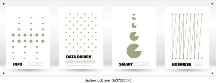 Data-inspired abstract cover collection. Professional templates for scientific, analytical, and corporate use. Minimal style with grid, lines, and visual structure.