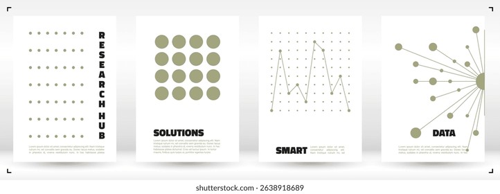 Data-inspired abstract cover collection. Professional templates for scientific, analytical, and corporate use. Minimal style with grid, lines, and visual structure.