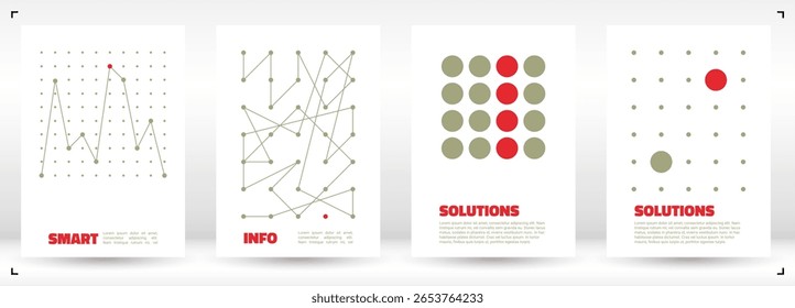 Data-inspired abstract cover collection. Professional templates for scientific, analytical, and corporate use. Minimal style with grid, lines, and visual structure.