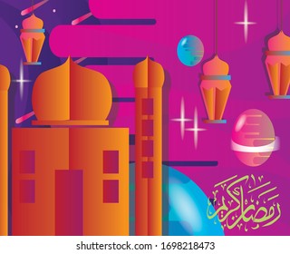 datal ramadhan kareem theme background design for wallpaper or web landing with bright color composition