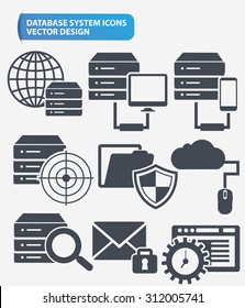 Data,Networking and database server icon set design,clean vector