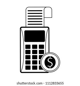 Dataphone with bill in black and white