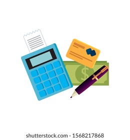 dataphone with bill and credit card vector illustration design