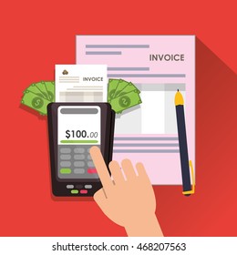 dataphone bills document payment financial item icon. Invoice design, vector illustration