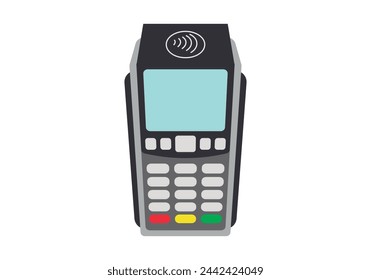 Teléfono de datos para el pago con tarjeta sobre fondo blanco.