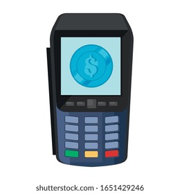dataphone with coin isolated icon vector illustration design