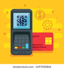 Dataphone and credit card design of Commerce market store shop retail buy paying banking and consumerism theme Vector illustration