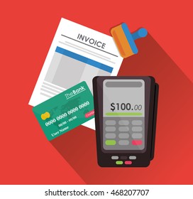 dataphone credit card document payment financial item icon. Invoice design, vector illustration