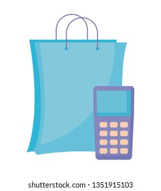 dataphone device with bag shopping