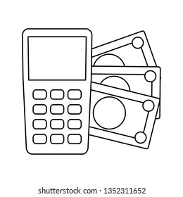 dataphone device with bills money