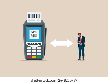 Dataphone electronic payment. Payment methods with different ways in transactions. Money and dataphone. Flat vector illustration
