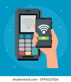 dataphone y mano con smartphone