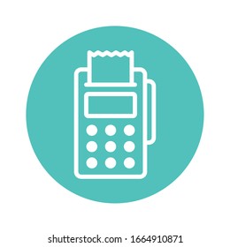 línea de dataphone y estilo de bloque icono del dinero artículo financiero banca pagos de mercado comprar contabilidad de divisas e invertir tema Vector ilustración