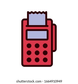 dataphone line and fill style icon of money financial item banking commerce market payment buy currency accounting and invest theme Vector illustration