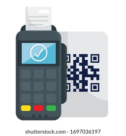 dataphone qr code over paper design of technology scan information business price communication barcode digital and data theme Vector illustration