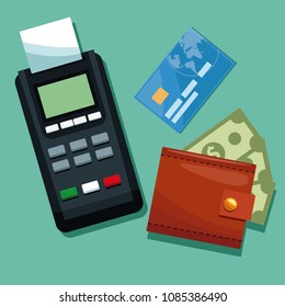 Dataphone with wallet and credit card