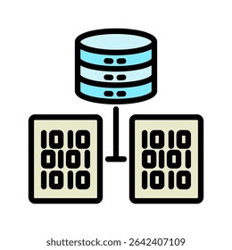 Dataset mini illustration outline color icon, use for machine learning, education, technology industry, UI, UX kit, app and web development, digital or print.