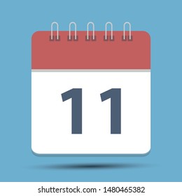 Date 11 Simple Calendar - Flat calendar icon - Date or event reminder sign. - Business vector illustration.