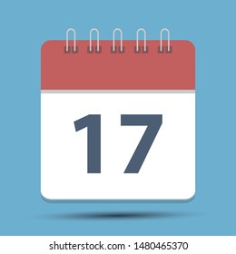 Date 17 Simple Calendar - Flat calendar icon - Date or event reminder sign. - Business vector illustration.